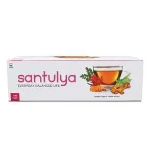 SANTULYA Turmeric + Tulsi + Moringa Herbal Tea for & (100 Tea Bags) | Jaivik Bharat certified | Non-GMO