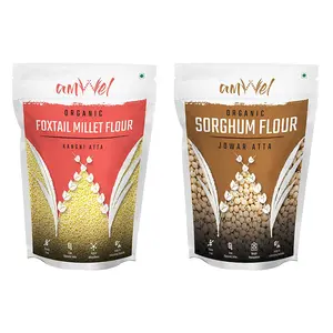 Amwel Combo of Organic Foxtail Millet Flour 500g + Organic Sorghum Flour 500g (Pack of Two)