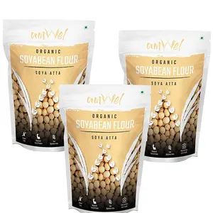 Amwel Organic Soyabean Flour (Soyabean Atta) 500g -Pack of Three [500gx3=1500g]
