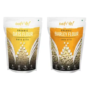 Amwel Combo of Organic Oats Flour 500g + Organic Barley Flour 500g (Pack of Two)