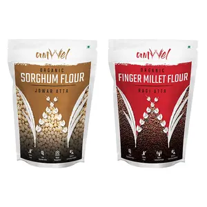 Amwel Combo of Sorghum Flour 500g + Finger Millet Flour 500g (Pack of Two)