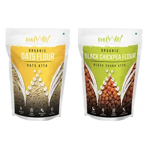 Amwel Combo of Oats Flour 500g + Black Chickpea Flour 500g (Pack of Two)
