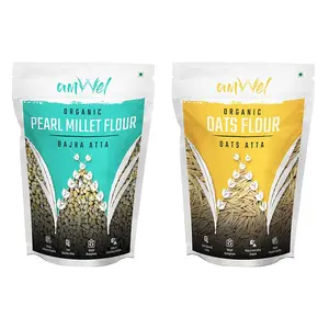 Amwel Combo of Organic Pearl Millet Flour 500g + Oarganic Oats Flour 500g (Pack of Two)