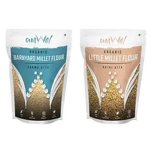 Amwel Combo of Organic Barnyard Millet Flour 500g + Organic Little Millet Flour 500g (Pack of Two)
