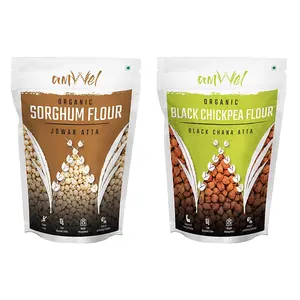 Amwel Combo of Sorghum Flour 500g + Black Chickpea Flour 500g (Pack of Two)