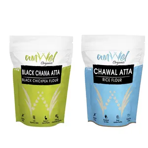 Amwel Combo of Black Chickpea Flour 500g + Rice Flour (Chawal Atta) 500g (Pack of Two)