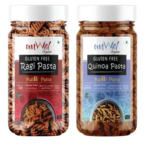 Amwel Organic Ragi Pasta + Quinoa Pasta | Fusilli Pasta | 220g x 2 pc | No Maida No Sooji | Power of Ragi & Quinoa