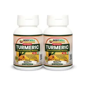 BODYWELL Turmeric Pure Extract Capsule | Natural Wellness Product | 300 mg | Pack of 2 | 120 Veg. Caps
