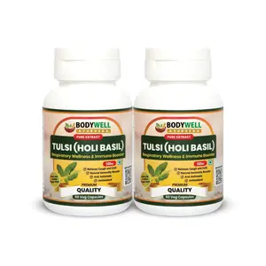 BODYWELL Tulsi Pure Extract Capsule | 500 mg | Pack of 2 | 120 Veg. Caps