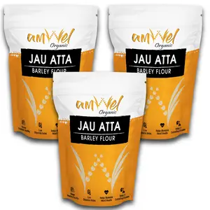 Amwel Organic Jau Atta - Barley Flour Jaun ka atta | 500g x 2 pc | Rich in Dietary Fiber Good for health | Natural & Vegan | friendly Low GI | Without Wheat