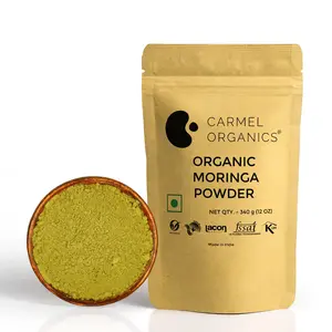 CARMEL ORGANICS Moringa Leaves Powder (340 Grams) | Jaivik Bharat Certified | Made using pure moringa leaves