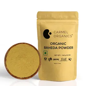 CARMEL ORGANICS Baheda Fruit Powder | 340 Grams | Jaivik Bharat Certified