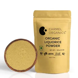 CARMEL ORGANICS Liquorice(Mulethi) Root Powder (340 Grams) | Jaivik Bharat Certified