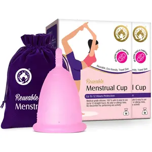Mom & World Reusable Menstrual Cup For Women 100% Medical Grade Silicone Odor and Rash Free No leakage (Medium) x Pack of 2