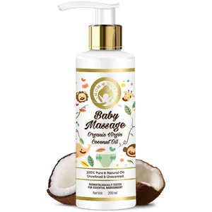 Mom & World Massage Pure Organic Virgin Coconut Oil Pressed | Hypo& Dermatologically Tested No Mineral Oil 200 ml