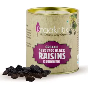 Praakritik Premium Seedless Black Raisins 400g (2X 200g) Kali Draksh | Healthy Dry Fruits & Luxury Box Kishmish I Superfood for health I (Black Raisins)