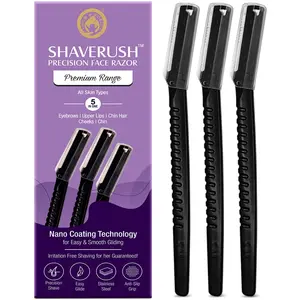 Mom & World ShaveRush Women Precision Face Razors For Instant Hair Removal with Nano Coating Technology 5 IN 1 - Eyebrows Upper Lip Chin Sideburns Bikini Line - Pack of 3