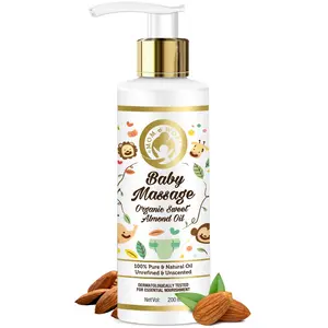Mom & World Massage Pure Organic Sweet Almond Oil Pressed | Dermatologically Tested with No Mineral Oil 200 ml