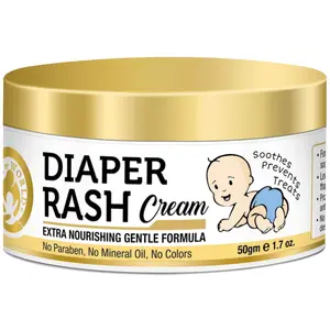 Mom & World Diaper Rash Cream - With Shea Butter Moroccan Argan Oil Aloevera - No Parabes Mineral Oil Colors - Extra Nourishing Gentle Formula 50 g (MOMWLD08)