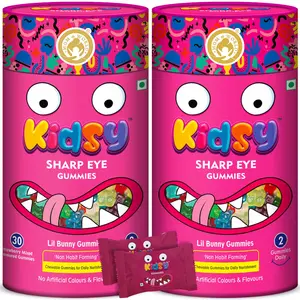 Mom & World y Eye Gummies for Chewable Gummies No Gelatin For Daily Nourishment 30 (Strawberry Mixed Flavoured) Gummies x Pack Of 2