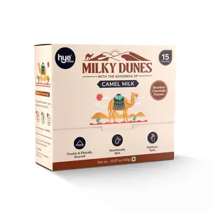 HYE FOODS Milky Dunes Bourbon Chocolate Camel Milk Powder | Health High Nutrition Chocolate-y | 15 x 30 pack 450 gms