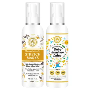 Mom & World Natural Skin Care | Stretch Marks Lotion + Lotion (120 ml Each)