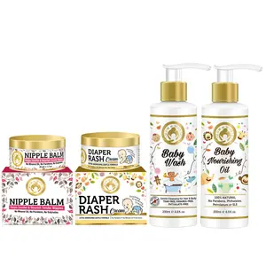 Mom & World Extra Nourishing Care | Nipple Balm 50g + Diaper Rash 50g + Wash 200ml + Nourishing Oil 200ml