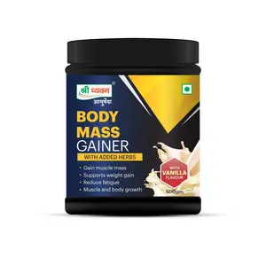 Shri chyawan Health Gainer /gainer Muscle Mass Gainer Supplement Powder for Men & Women with Vanilla flavour -500gm