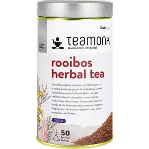 Teamonk Rooibos Caffeine Free Herbal Infusion Tea Box - 50 Biodegradable Pyramid Tea Bags.