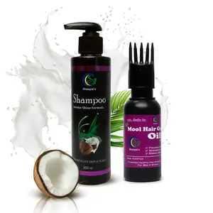 Sheopal's Mool Hair Grow Oil and Coconut Milk Shampoo Hair Kit Pack - Shampoo and Hair Oil Combo Kit