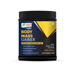 Shri Chyawan Ayurveda Body Mass Gainer Powder 250gm | Protein and Herbal Drink mix | Chocolate flavor | For Men and Women