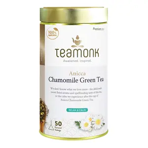 Teamonk Anicca High Mountain Chamomile Green Tea - 50 Biodegradable Pyramid Tea Bags. Antioxidant Rich Camomile Tea.