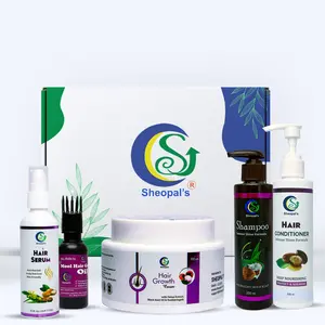Sheopal's Ayurvedic Hair Care Kit Combo Pack for Control Hair Fall with Mool Hair Oil Coconut Shampoo Hair Conditioner Hair Growth Cream & Hair Serum - Rakhi Gift For Brother & Sister Pack Of 5