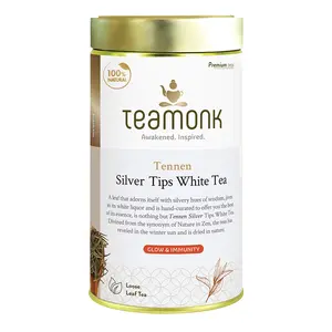 Teamonk Tennen Nilgiri Silver Needle White Tea Leaves Box - 75 gm Bag (Makes 37 Cup of Perfect White Tea). Tea Pack