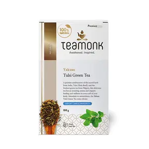 Teamonk Tulsi Green Tea for 100gm Bag (50 Cups) | 100% Natural Loose Leaf Tea with Natural Tulsi (Holy Basil) | Herbal Tea