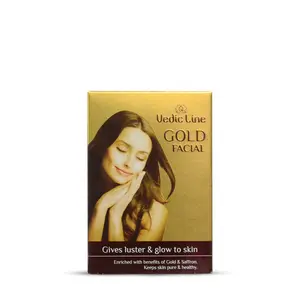Vedicline Gold Facial Kit Beautiful Golden Glowing Brightening Skin with Saffron Almond and Sandalwood Ingredients (Cleanser Scrub Cream Massage Gel Pack Serum) 49ml