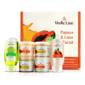 Vedicline Papaya & Lime Facial Kit With Papaya Lime Aloe Vera for Clear Radiant Skin 640ml