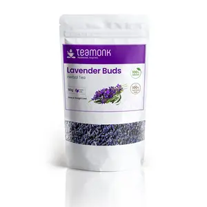 Teamonk Lavender Flower Herbal Tea - 50 gm Bag (Makes 25 cups) | 100% Natural Sun Dried Lavender Tea | Lavandula Astifolia