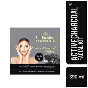 Vedicline Skin Master Active Charcoal Facial Kit with Tea Tree and Charcoal for Clear & 390ml