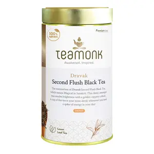 Teamonk Dravak Assam Second  Black Tea - 150g Bag (Makes 75 Cups) Antioxidant Properties. Whole Loose Leaves (No Powder)