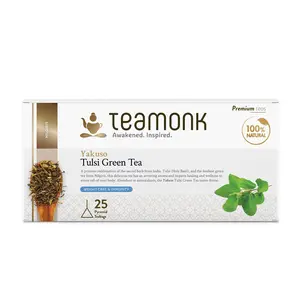 Teamonk Yakuso High Mountain Tulsi Green Tea - 25 Biodegradable Pyramid Tea Bags.
