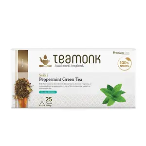Teamonk Seiki High Mountain Peppermint Green Tea - 25 Biodegradable Pyramid Tea Bags.