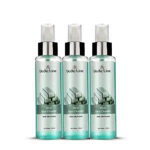 Vedicline Silver Cleanser With Aloe Vera Extract Menthol Silk Protein For Fresh Soothing Face (Pack of 3) (3 * 100ml)