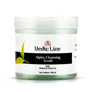 Vedicline Alpha Cleansing Scrub Blackheads Whiteheads & Clog Pores with Cocoa Powder Caramel Walnut Shell Powder for Nourished Skin 100ml