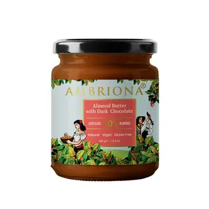 Daarzel Ambriona Vegan Almond Butter with Dark Chocolate | 100% Natural | No Palm Oil | Healthy Chocolate Spread | 50% Almond Content | 200gm