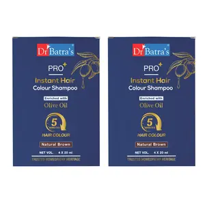 DR BATRA'S PRO+ INSTANT HAIR COLOUR SHAMPOO NATURAL BROWN Suitable for both Men and Women(Pack of 2)