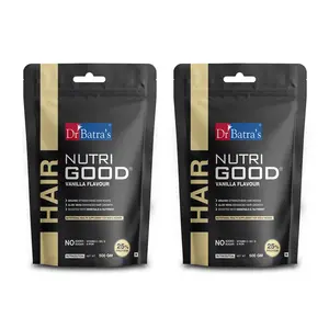 Dr Batra's NutriGood Pouch 500gm Vanilla Flavoured For Hair Care Nutraceutical for Men & Women Pack of 2