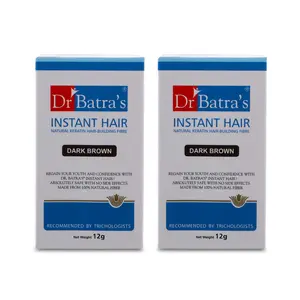 Dr Batra's Instant Hair Natural keratin Hair Building Fibre Hair Touch Up 12g (Pack of 2) - Dark Brown