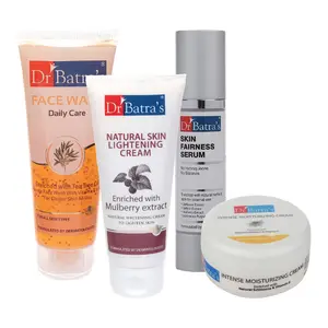 Dr Batra's Skin Fairness Serum - 50 G Face Wash Daily Care - 100 gm Natural Skin  Cream - 100 gm and Intense Moisturizing Cream -100 G (Pack of 4)