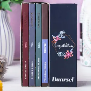 Daarzel Ambriona Congratulations Gift Pack of 4 Single Origin Dark Chocolates ( 80% - Uganda 71% - Ecuador 70% - Indian Origin 55% - Multi Origin Signature Blend )